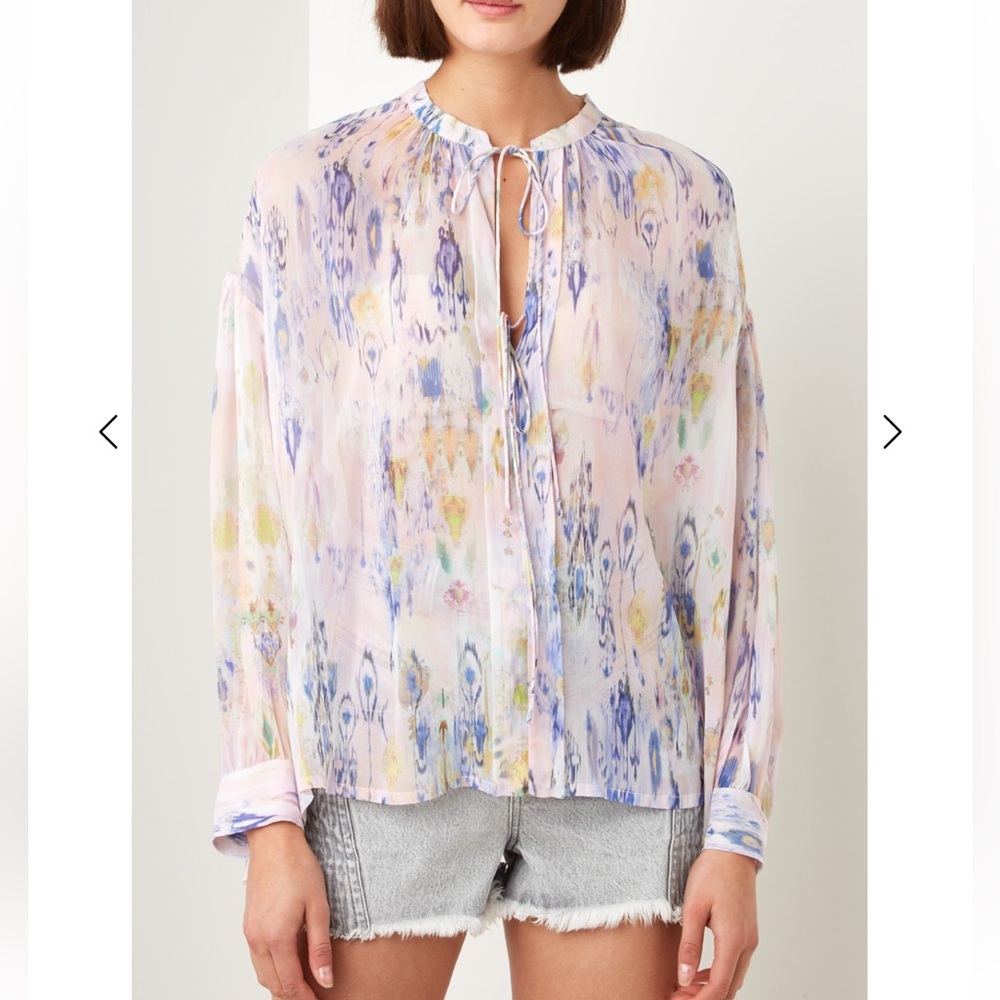 IRO Lade Multicolor Chiffon Blouse Oversized Slouchy Multicolor Purple Size 36